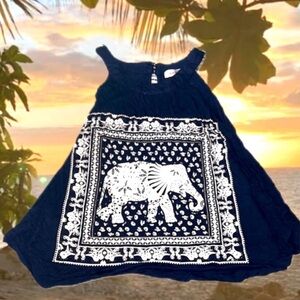 Elephant Print Tank Top Bandana Navy Blue